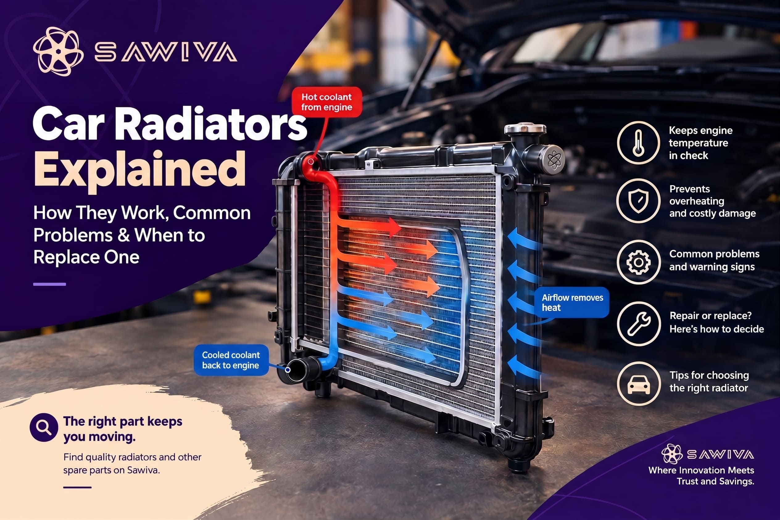 Learn how car radiators work, common radiator problems, warning signs, maintenance tips, and how to choose the right radiator for your vehicle.